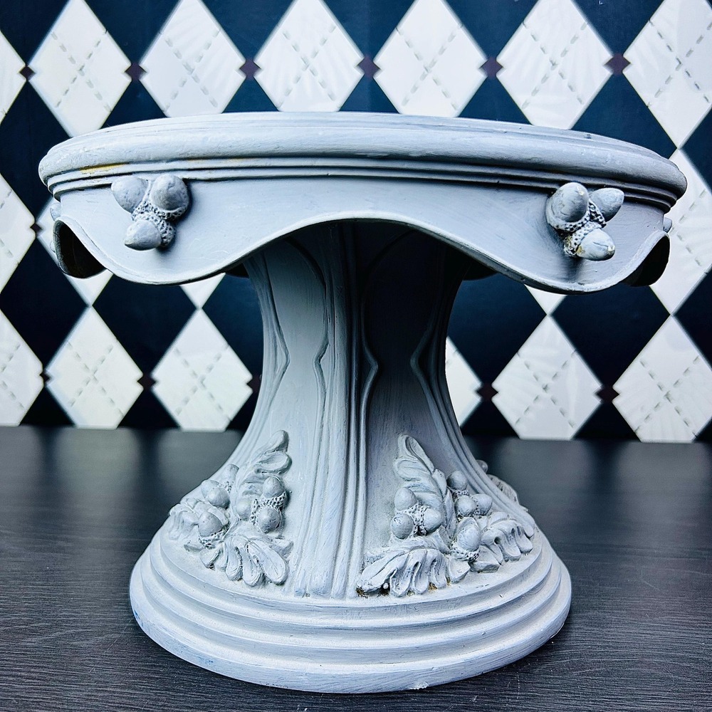 Matte Grey Ceramic Pedestal Plinth and Cake Stand French Country European 11"